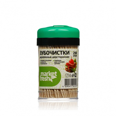 Большое фото товара - Зубочистки Market Fresh в диспенсере 280шт, 3055802. Вариант №1