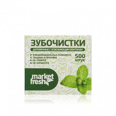 Большое фото товара - Зубочистки Market Fresh с ароматом мяты в коробке 500шт, 3055805. Вариант №1