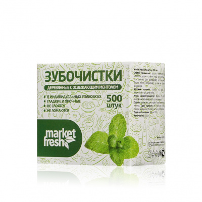 Большое фото товара - Зубочистки Market Fresh с ароматом мяты в коробке 500шт, 3055805. Вариант №3