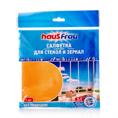 Большое фото товара - Салфетка Haus Frau из микрофибры для стекол 30*30см, 3074525. Вариант №1