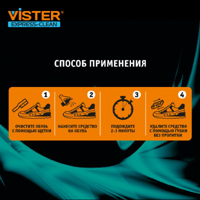 Большое фото товара - Пена - очиститель для обуви Vister Proff универсальная 150мл, 3116813. Вариант №9