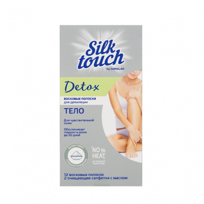 Большое фото товара - Восковые полоски для депиляции Carelax Silk Touch Detox для тела 12шт, 3118722. Вариант №1