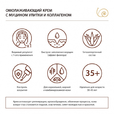 Большое фото товара - Крем для век Benabi с муцином улитки и коллагеном 40мл, 3123518. Вариант №8