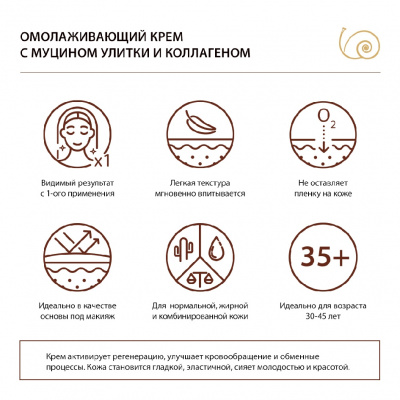 Большое фото товара - Крем для лица Benabi день / ночь , с муцином улитки и коллагеном 50мл, 3123530. Вариант №7