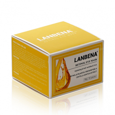 Большое фото товара - Тканевые патчи для кожи вокруг глаз Lanbena Retinol Eye Mask с ретинолом 50шт, 3125052. Вариант №3
