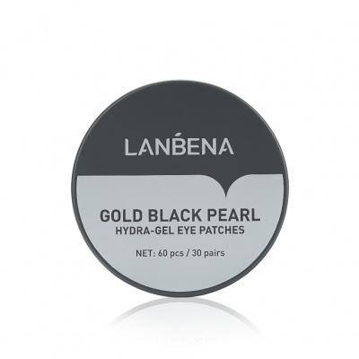 Большое фото товара - Гидрогелевые патчи для кожи вокруг глаз Lanbena Gold Black Pearl с золотом и чёрным жемчугом 60шт, 3125054. Вариант №2