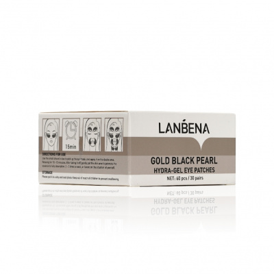 Большое фото товара - Гидрогелевые патчи для кожи вокруг глаз Lanbena Gold Black Pearl с золотом и чёрным жемчугом 60шт, 3125054. Вариант №3