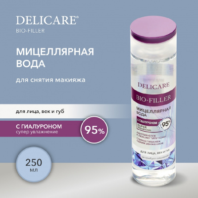 Большое фото товара - Мицеллярная вода для лица , век и губ Delicare Bio-Filler с гиалуроном 250мл, 3125228. Вариант №4