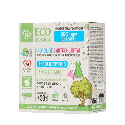 Большое фото товара - Порошок суперконцентрат для стирки белья Ecologica гипоаллергенный 1кг, 3125419. Вариант №10