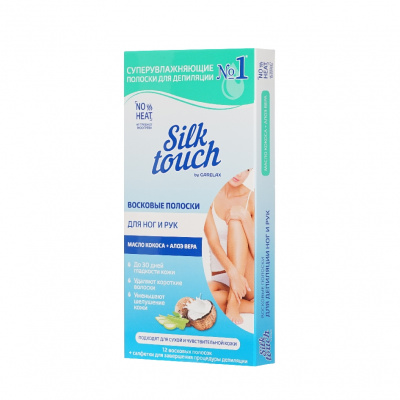 Большое фото товара - Восковые полоски для ног и рук Carelax Silk Touch с кокосовым маслом + алоэ вера 12шт, 3127045. Вариант №10