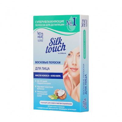 Большое фото товара - Восковые полоски для лица Carelax Silk Touch с кокосовым маслом + алоэ вера 20шт, 3127047. Вариант №9