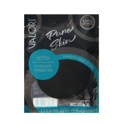Большое фото товара - Спонж для умывания лица Valori Pure skin" Detox" с бамбуковым углем, 3128594. Вариант №1