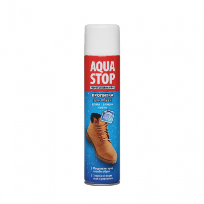 Большое фото товара - Водоотталкивающая пропитка Aqua Stop для кожи , замши , нубука 300мл, 3135664. Вариант №1