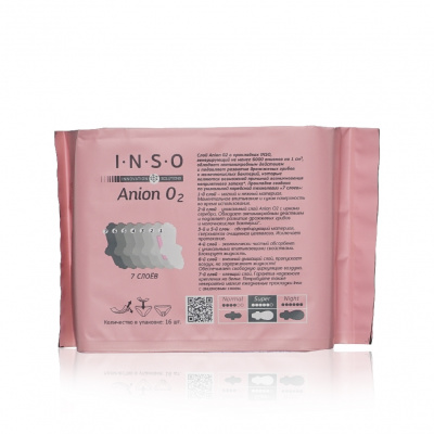 Большое фото товара - Женские прокладки INSO Anion O2 Super с анионовым слоем 16шт, 3137676. Вариант №3