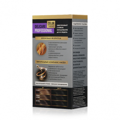 Большое фото товара - Стойкая крем - краска для волос Delicare Professional Color Trend 1.0 Глубокий черный, 3138549. Вариант №3