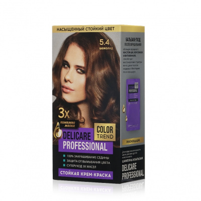 Большое фото товара - Стойкая крем - краска для волос Delicare Professional Color Trend 5.4 Шоколад, 3138553. Вариант №1