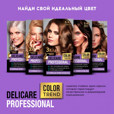 Большое фото товара - Стойкая крем - краска для волос Delicare Professional Color Trend 5.4 Шоколад, 3138553. Вариант №10