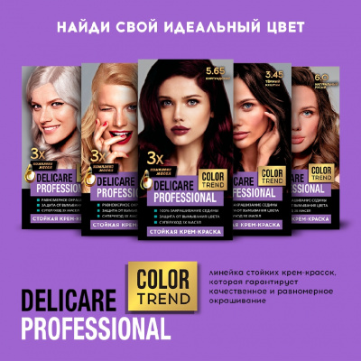 Большое фото товара - Стойкая крем - краска для волос Delicare Professional Color Trend 5.65 Бургундский, 3138554. Вариант №10