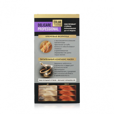 Большое фото товара - Стойкая крем - краска для волос Delicare Professional Color Trend 7.35 Медный, 3138558. Вариант №2