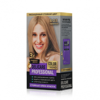 Большое фото товара - Стойкая крем - краска для волос Delicare Professional Color Trend 8.03 Пшеничный, 3138559. Вариант №1