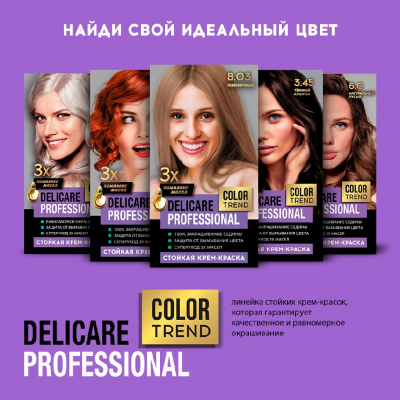 Большое фото товара - Стойкая крем - краска для волос Delicare Professional Color Trend 8.03 Пшеничный, 3138559. Вариант №10
