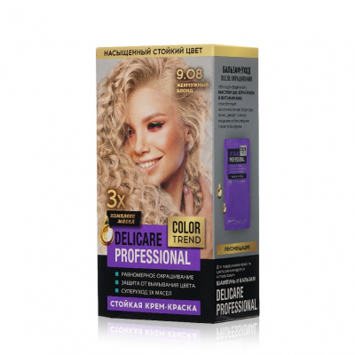 Большое фото товара - Стойкая крем - краска для волос Delicare Professional Color Trend 9.08 Жемчужный Блонд, 3138560. Вариант №1
