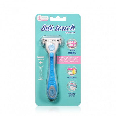 Большое фото товара - Женский станок для бритья Carelax Silk Touch Sensitive + 1 кассета 3 лезвия, 3138585. Вариант №1
