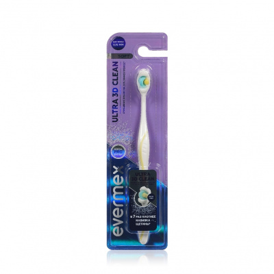 Большое фото товара - Зубная щетка Evermex Ultra 3D Clean мягкая Желтая, 3140778. Вариант №1