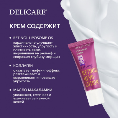 Большое фото товара - Крем - филлер для век Delicare Retinol Revolution 56+ 20мл, 3142420. Вариант №6