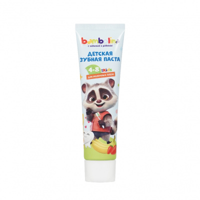 Большое фото товара - Детская зубная паста для молочных зубов Bambolina for kids Клубника-банан с фтором от 4 до 8 лет 50мл, 3143941. Вариант №2