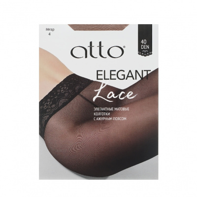 Большое фото товара - Женские матовые колготки с ажурным поясом Atto Lace 40den Загар 4 размер, 3145991. Вариант №1