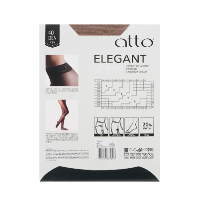 Большое фото товара - Женские матовые колготки с ажурным поясом Atto Lace 40den Загар 4 размер, 3145991. Вариант №4