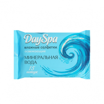 Большое фото товара - Day Spa влаж салфетки освежающие минеральная вода 15ШТ, 3146313. Вариант №1