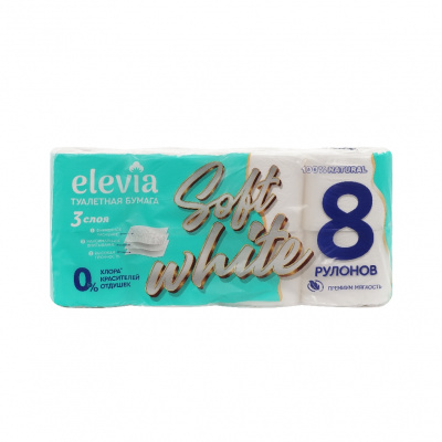 Большое фото товара - Туалетная бумага elevia 3сл soft white 8 шт, 3146378. Вариант №1