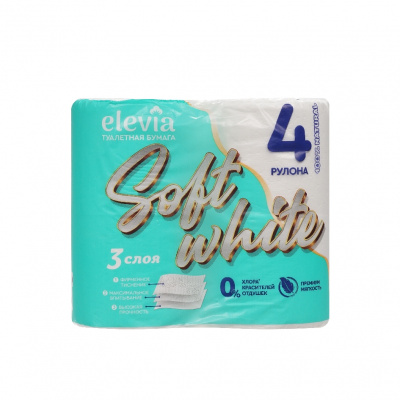 Большое фото товара - Туалетная бумага elevia 3сл soft white 4 шт, 3146381. Вариант №1