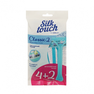 Большое фото товара - Одноразовые женские станки Carelax Silk Touch Classic 2 лезвия с увлажняющей полоской (4+2) 6ШТ, 3147095. Вариант №1