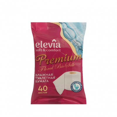 Большое фото товара - Влажная туалетная бумага Elevia Premium водорастворимая 40шт, 3147694. Вариант №1
