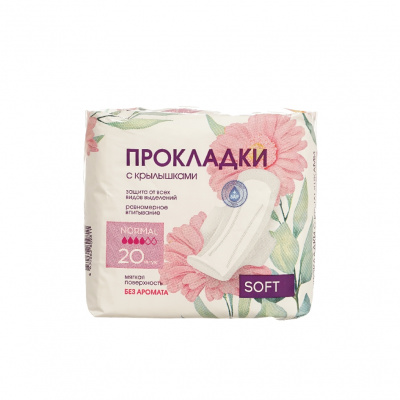 Большое фото товара - [УЛЫБКА] Прокладки гигиенические normal soft (мягкая поверхность) 20 шт, 3151214. Вариант №4