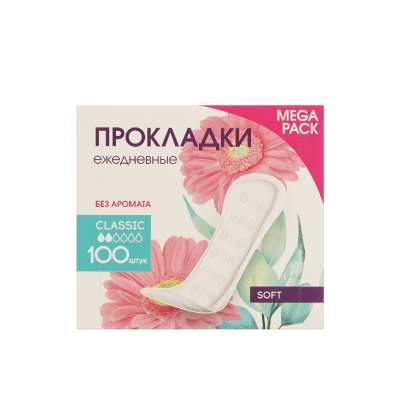Большое фото товара - [УЛЫБКА] Classic Прокладки ежедневные soft (без аромата) 100 шт, 3151215. Вариант №4
