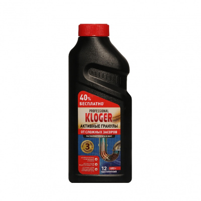 Большое фото товара - KLOGER Professional Средство для устранения засоров активные (гранулы) 600 г, 3152401. Вариант №1