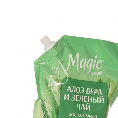 Большое фото товара - MAGIC BOOM Мыло жидкое алоэ вера и зеленый чай (дой-пак) 1 л, 3155234. Вариант №3