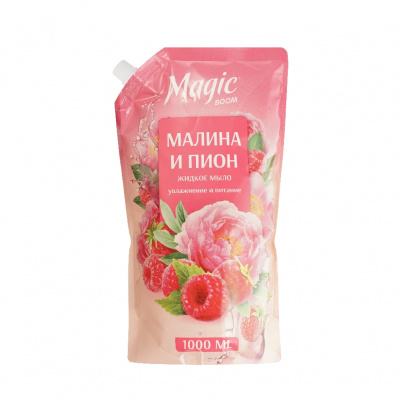 Большое фото товара - MAGIC BOOM Мыло жидкое малина и пион (дой-пак) 1 л, 3155264. Вариант №1